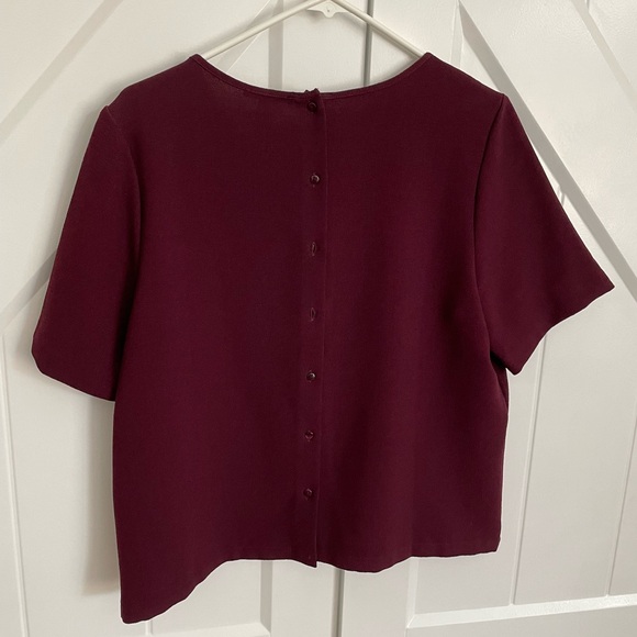 Burgundy Crew-neck Button Back Top by Forever 21 - Picture 4 of 5
